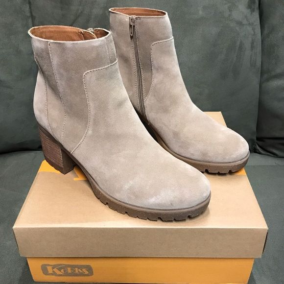 Korks Esmeralda Womens Suede Taupe Boots - Picture 1 of 4